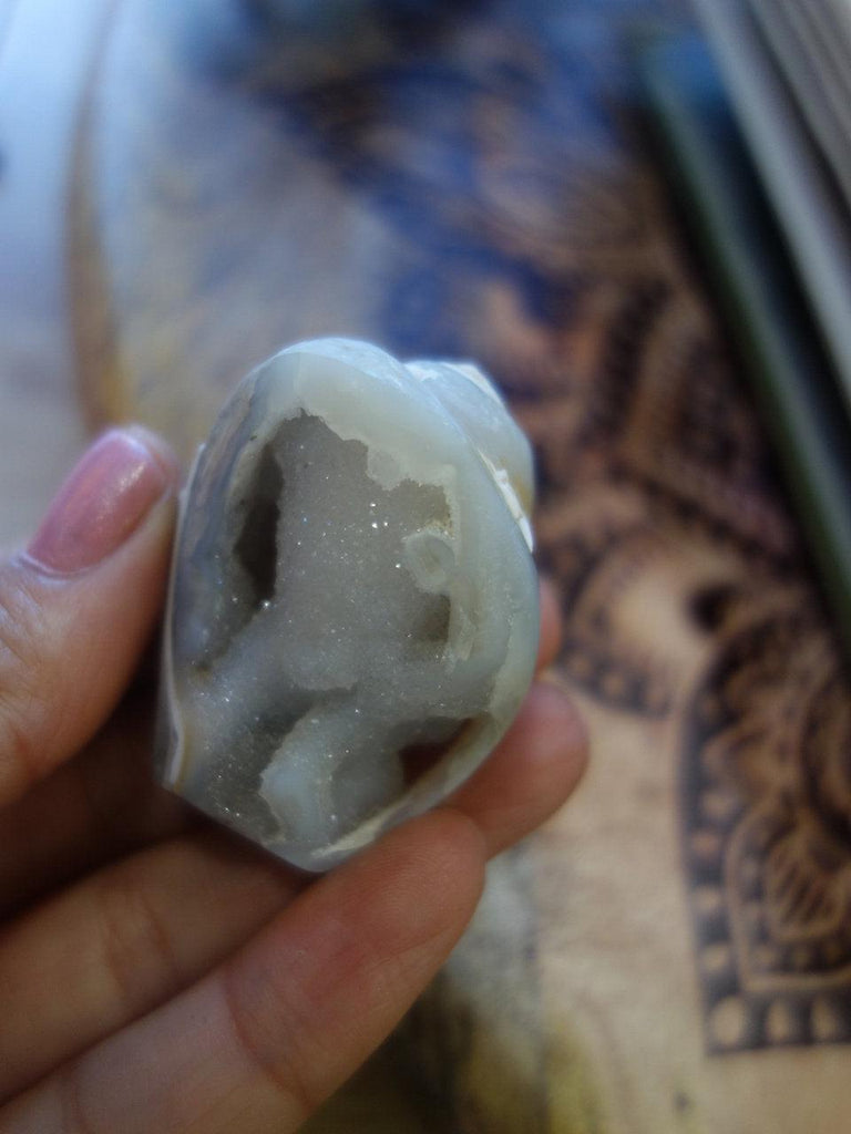 Gorgeous White Druzy Spiralite Gemshell With Caves - Earth Family Crystals