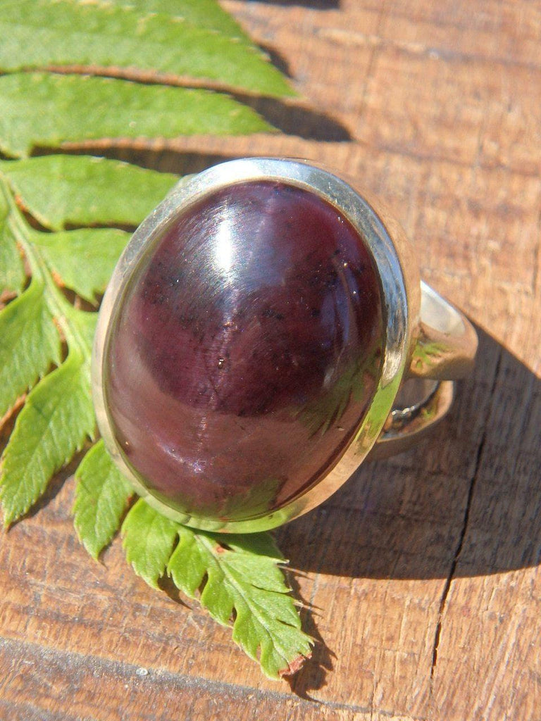 Chunky Deep Burgundy Star Ruby Ring in Sterling Silver (Size 8) - Earth Family Crystals