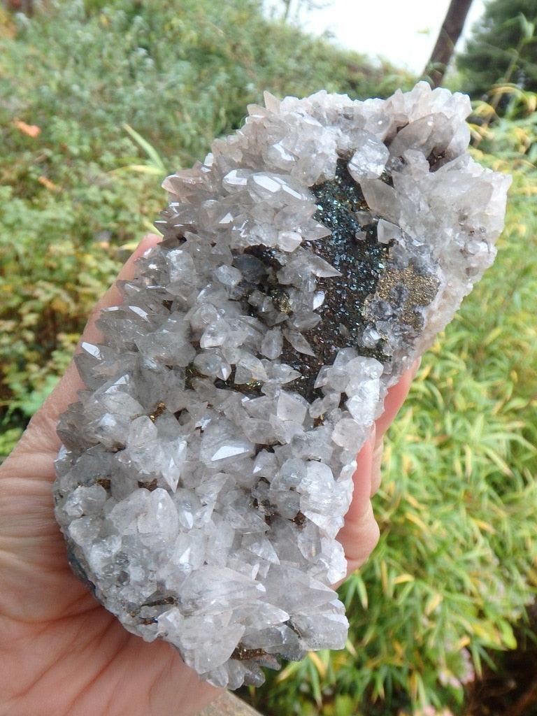 Incredible XL Stellar Beam Clear Calcite & Chalcopyrite Display Specimen - Earth Family Crystals