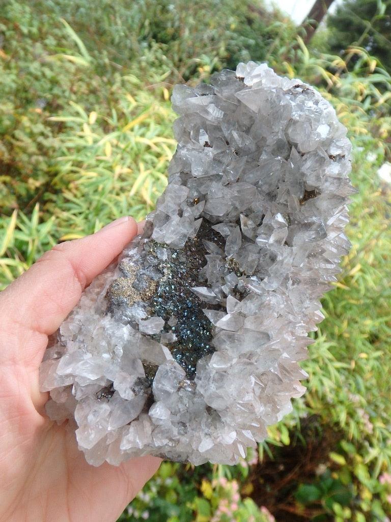 Incredible XL Stellar Beam Clear Calcite & Chalcopyrite Display Specimen - Earth Family Crystals