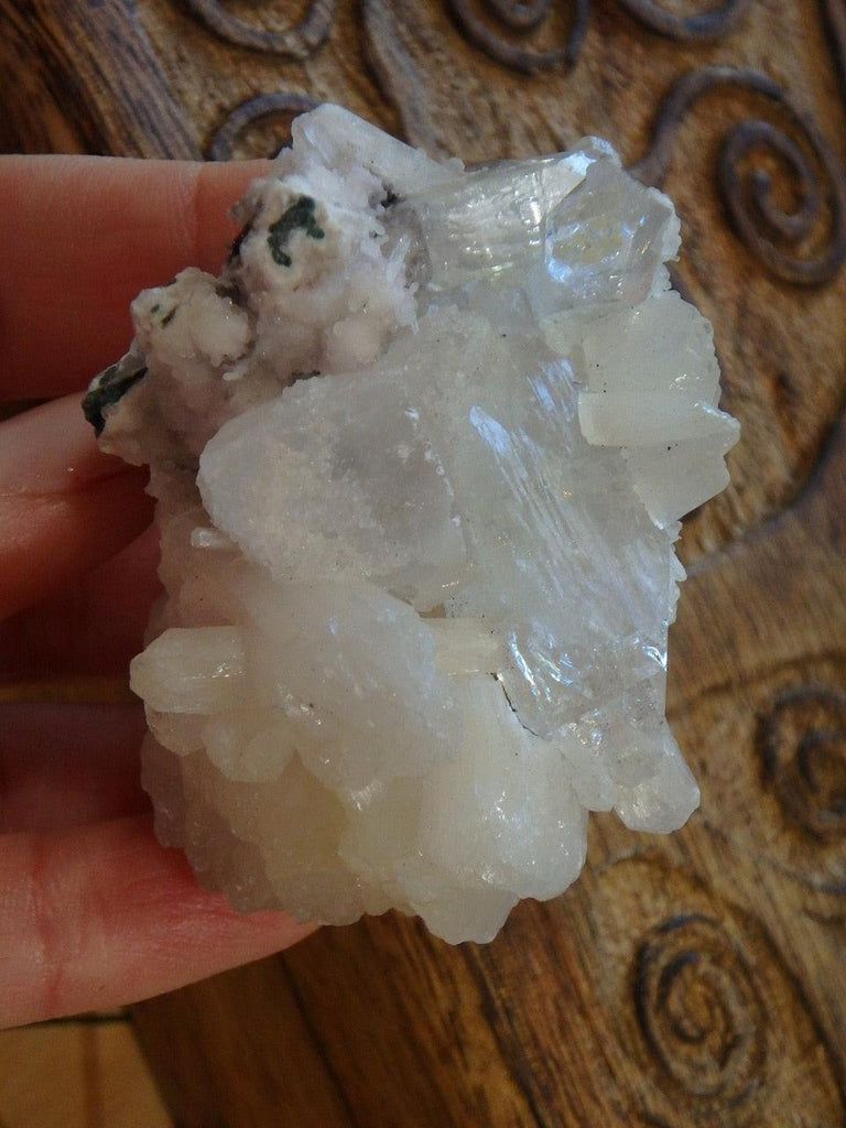Stunning Combo! Heulandite, Stilbite & Clear Apophyllite Cluster From India - Earth Family Crystals