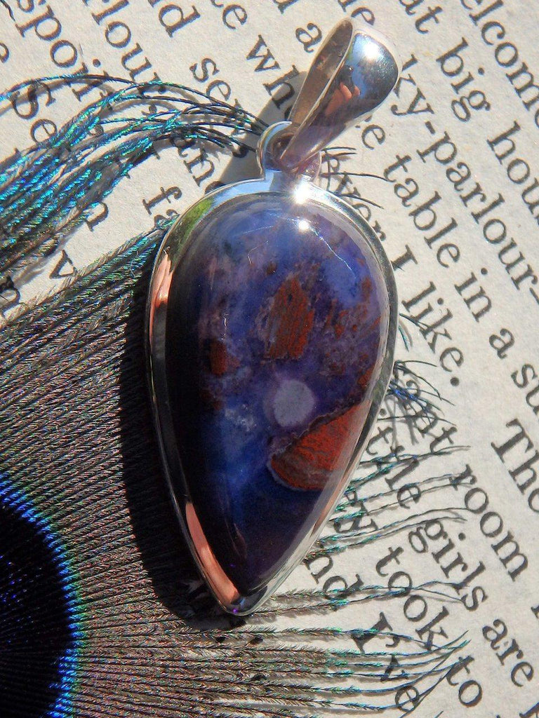 Deep Purple Rare Sugilite Teardrop  Pendant in Sterling Silver (Includes Silver Chain) - Earth Family Crystals