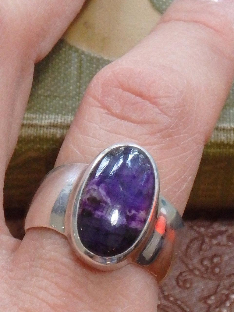 Rare! Incredible Deep Purple Genuine Sugilite  Ring In Sterling Silver (Size 8.5) - Earth Family Crystals