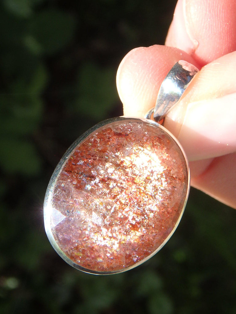 Gem Grade~Pool Of Sparkles Sunstone Pendant In Sterling Silver (Includes Silver Chain) - Earth Family Crystals