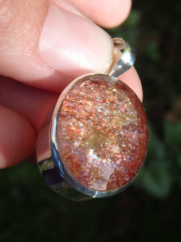 Gem Grade~Pool Of Sparkles Sunstone Pendant In Sterling Silver (Includes Silver Chain) - Earth Family Crystals