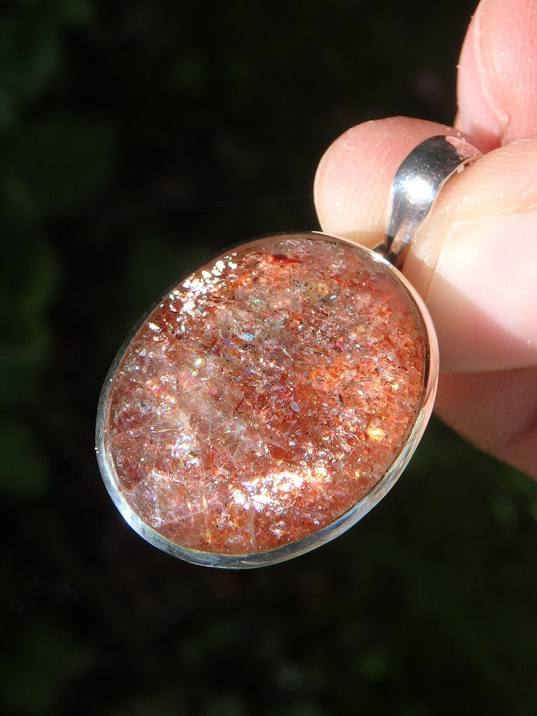 Gem Grade~Pool Of Sparkles Sunstone Pendant In Sterling Silver (Includes Silver Chain) - Earth Family Crystals