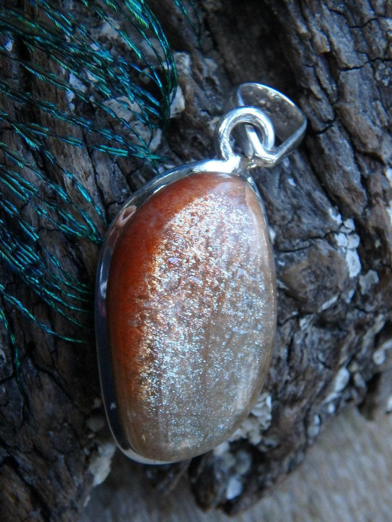 Stunning Golden Flash Sunstone Pendant In Sterling Silver (Includes Silver Chain) - Earth Family Crystals