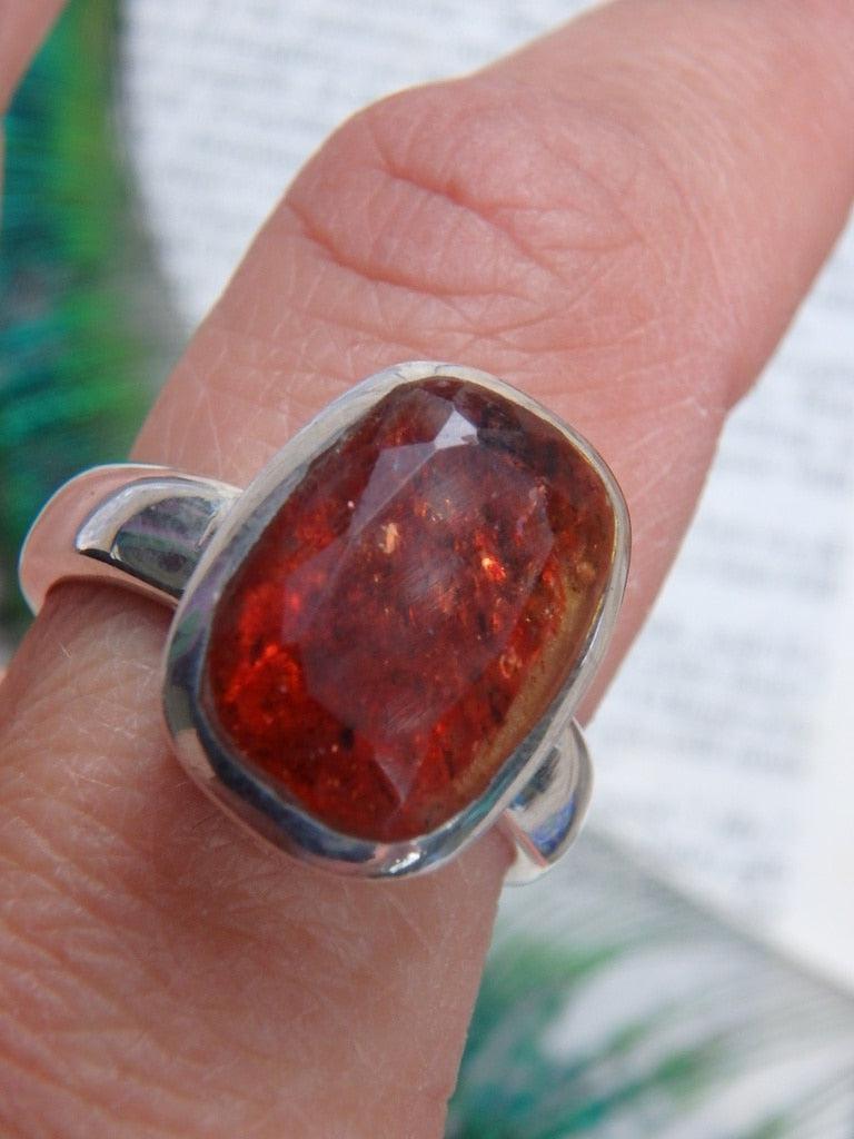 Reserved For Danielle AA Grade Orange Sparkle  Faceted Sunstone  Ring In Sterling Silver (Size 8) - Earth Family Crystals