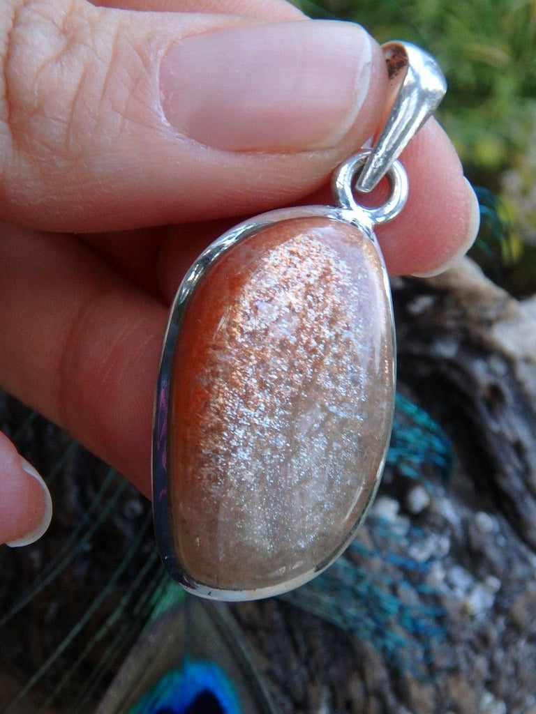 Stunning Golden Flash Sunstone Pendant In Sterling Silver (Includes Silver Chain) - Earth Family Crystals