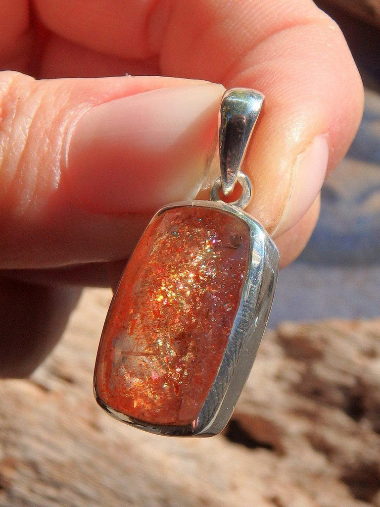 AA Grade~Lava Gold Fire Brilliance Faceted Sunstone  Pendant in Sterling Silver (Includes Silver Chain) - Earth Family Crystals