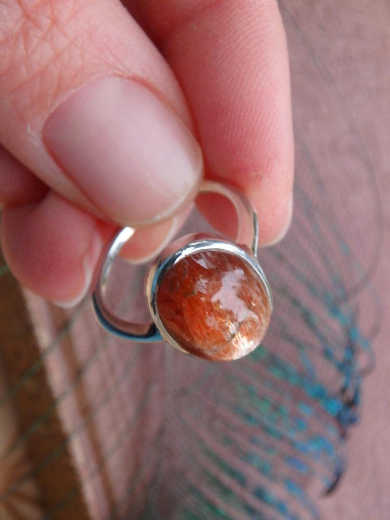 Stunning Orange Flashes Sunstone Ring In Sterling Silver (Size 6) - Earth Family Crystals