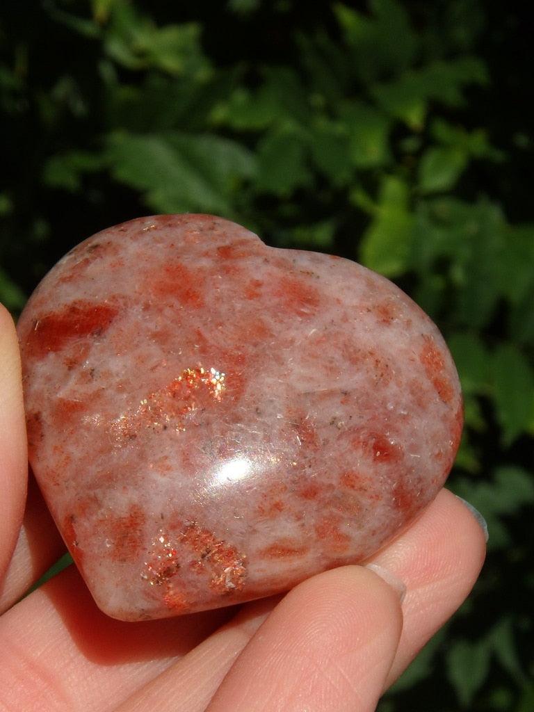 Sweet Orange Shimmer Sunstone Love Heart Carving - Earth Family Crystals