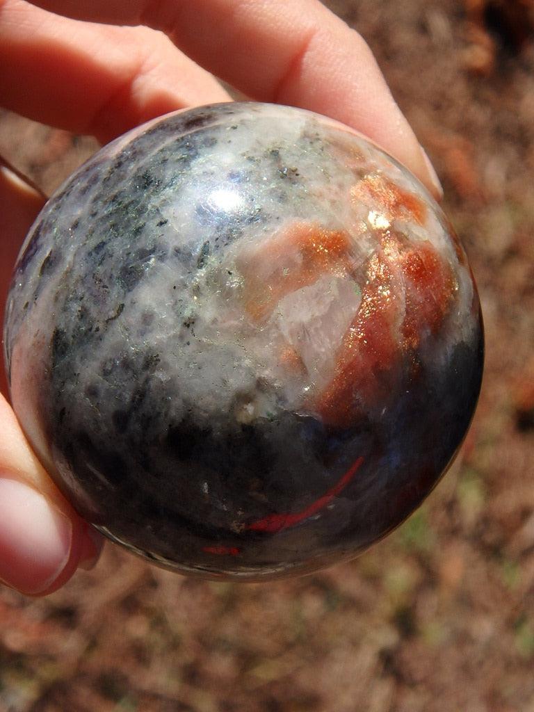 RESERVED FOR ALESHA~Beautiful Large Iolite & Shimmering Sunstone Sphere - Earth Family Crystals