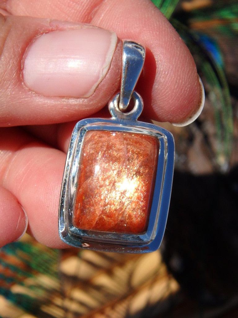 Stunning Shimmering Orange Sunstone Gemstone Pendant (Includes Silver Chain) - Earth Family Crystals