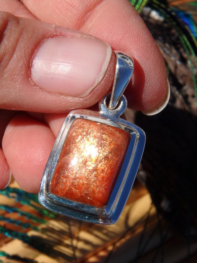 Stunning Shimmering Orange Sunstone Gemstone Pendant (Includes Silver Chain) - Earth Family Crystals