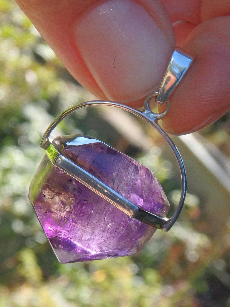 SUPER 7 (Melody Stone) Polished Jelly Purple  Pendant in Sterling Silver (Includes Silver Chain) - Earth Family Crystals
