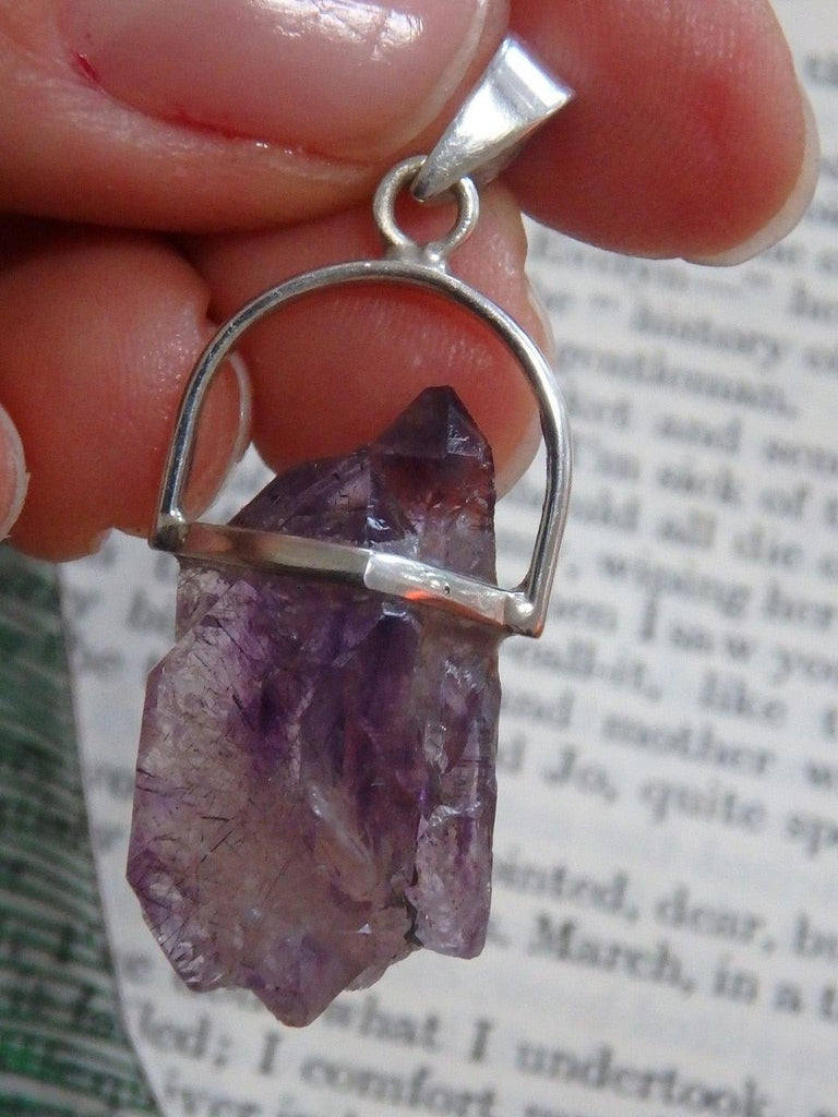 Raw & Natural Elestial Super 7 Gemstone Pendant In Sterling Silver (Includes Silver Chain) - Earth Family Crystals