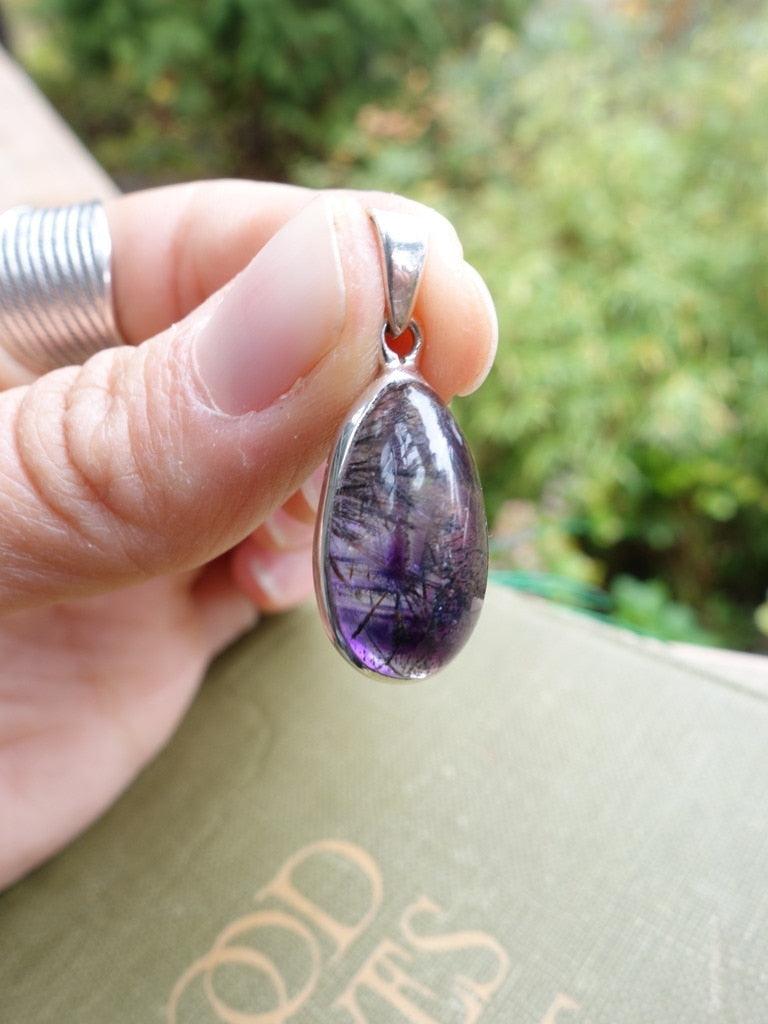 Powerful Teardrop Polished Super 7 Pendant In Sterling Silver (Includes Silver Chain) - Earth Family Crystals
