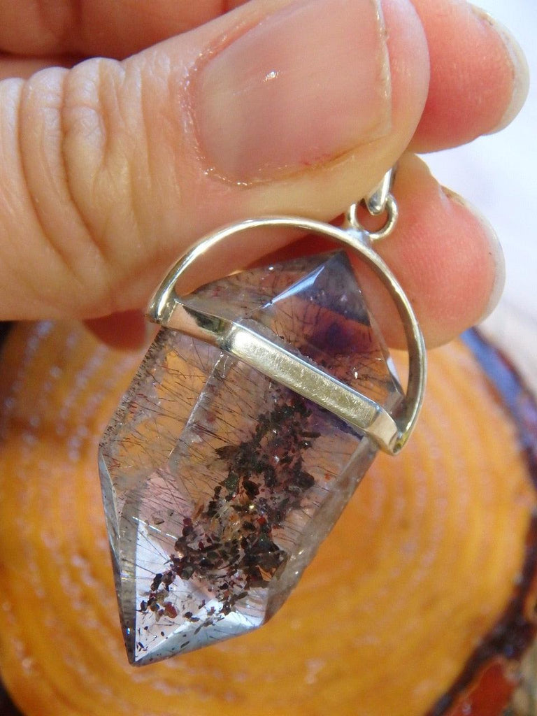 Incredible Inclusions! DT Polished Super 7 Pendant In Sterling Silver (Includes Silver Chain) - Earth Family Crystals