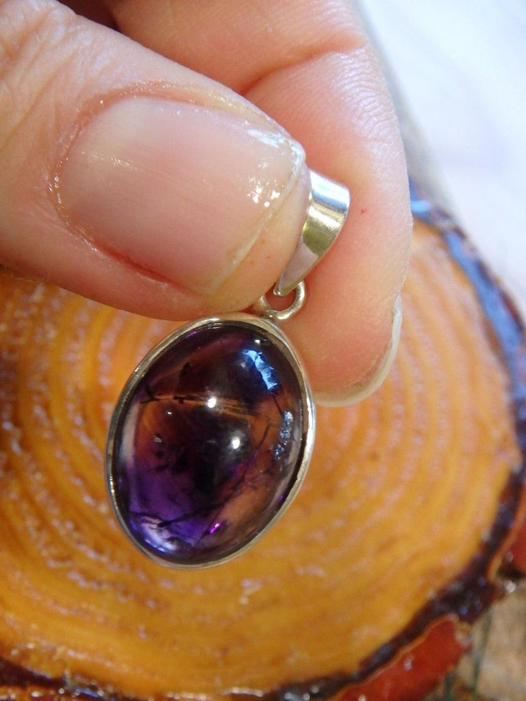 Optical Purple Glow Super 7 Pendant In Sterling Silver (Includes Silver Chain) - Earth Family Crystals