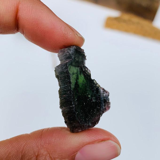 Chunk of Green Tourmaline in Collectors Box From Brazil - Earth Family Crystals