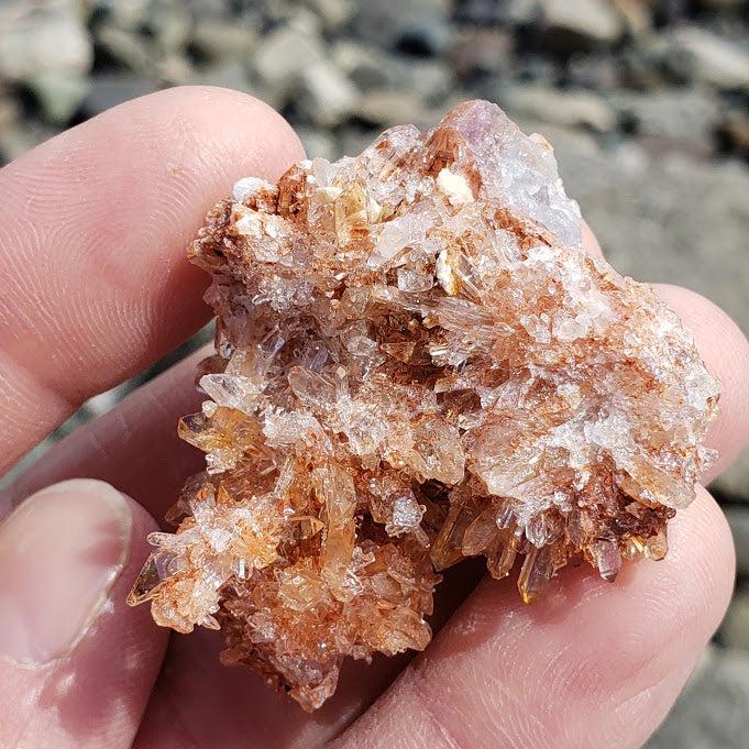 One of a Kind Orange Creedite Spiky Cluster with Fluorite Inclusions from Mexico #3 - Earth Family Crystals