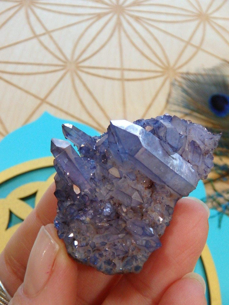 Breathtaking Sparkle Tanzan Aura Quartz Cluster - Earth Family Crystals
