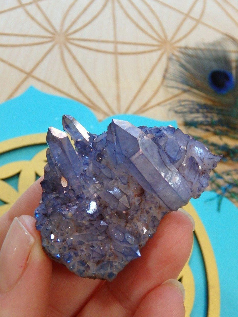 Breathtaking Sparkle Tanzan Aura Quartz Cluster - Earth Family Crystals