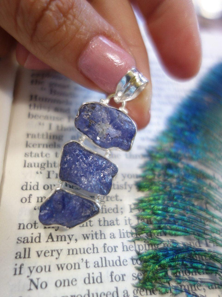 Amazing Triple Glory Raw Tanzanite  Pendant In Sterling Silver (Includes Silver Chain) - Earth Family Crystals