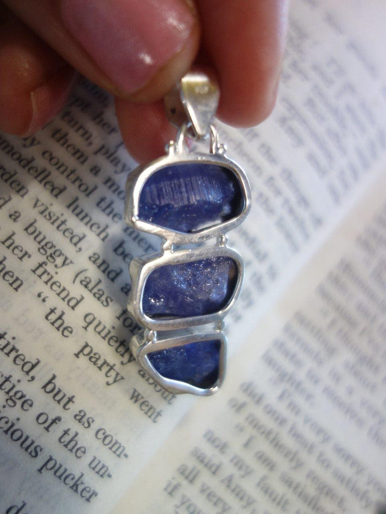 Amazing Triple Glory Raw Tanzanite  Pendant In Sterling Silver (Includes Silver Chain) - Earth Family Crystals