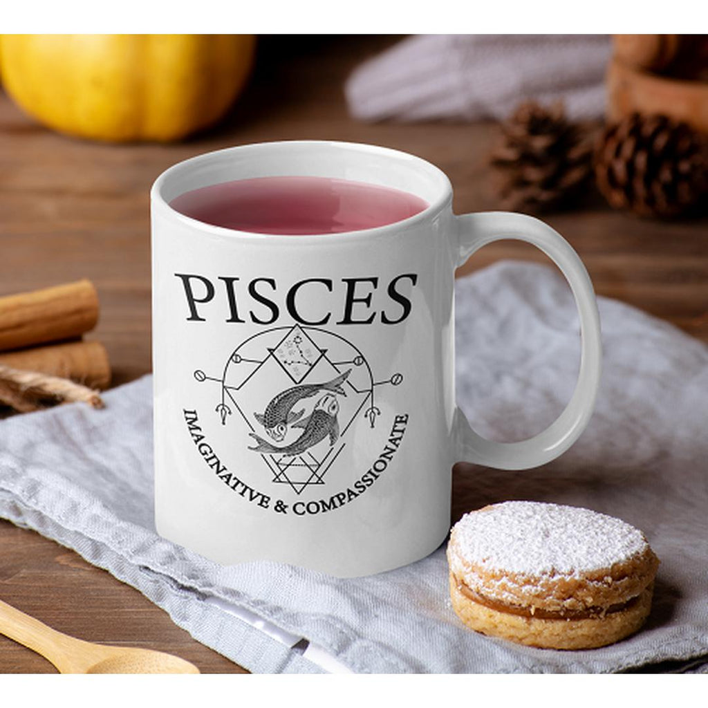 Pisces Zodiac White Mug - Earth Family Crystals