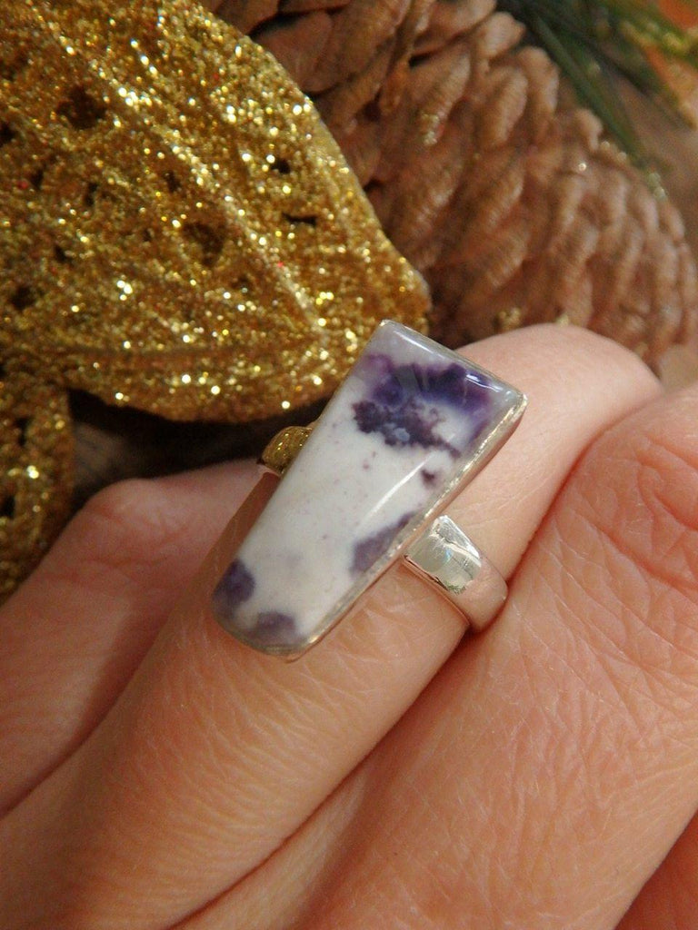 Creamy White & Purple Tiffany Stone Gemstone Ring in Sterling Silver (Size 6) - Earth Family Crystals