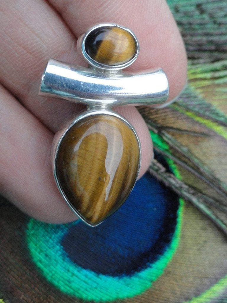 Golden TIGER EYE PENDANT In Sterling Silver (Includes Silver Chain) - Earth Family Crystals