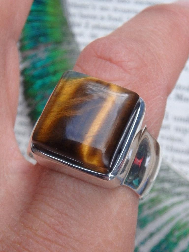 Fabulous Golden Glow Chunky Tiger Eye  Ring In Sterling Silver (Size 12) - Earth Family Crystals