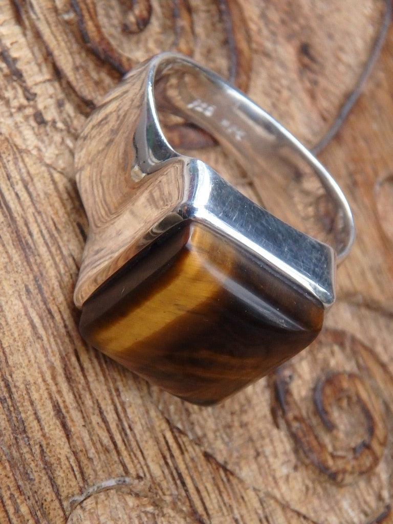Fabulous Golden Glow Chunky Tiger Eye  Ring In Sterling Silver (Size 12) - Earth Family Crystals