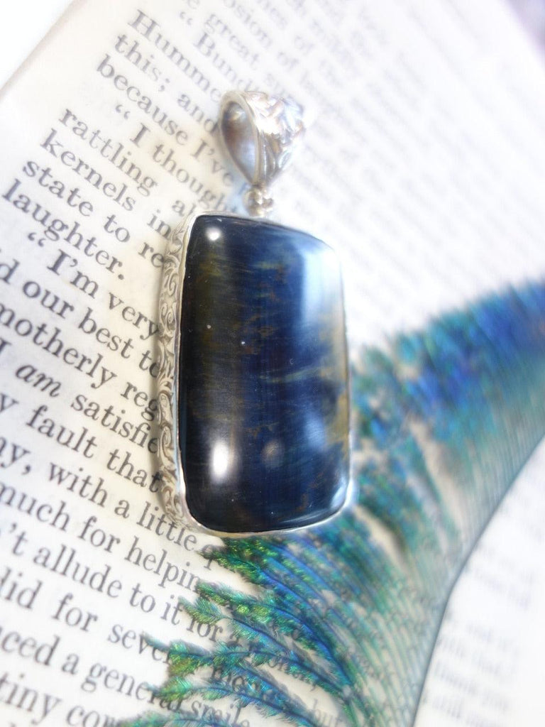 Fantastic  Deep Blue & Golden Tiger Iron Pendant In Sterling Silver (Includes Silver Chain) - Earth Family Crystals