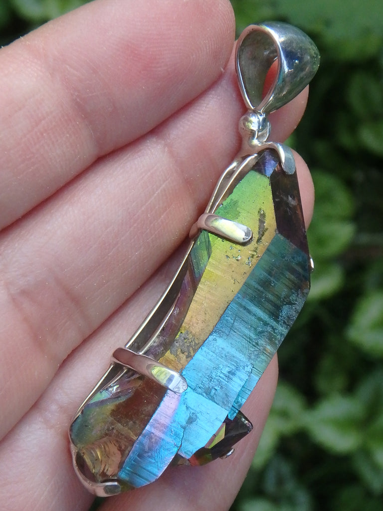 Incredible Rainbows~DT Titanium Quartz Pendant In Sterling Silver (Includes Silver Chain) - Earth Family Crystals