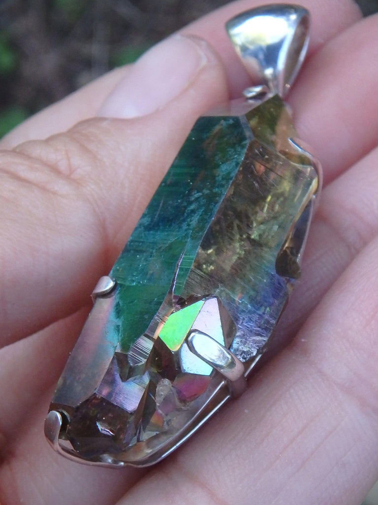 Incredible Rainbows~DT Titanium Quartz Pendant In Sterling Silver (Includes Silver Chain) - Earth Family Crystals