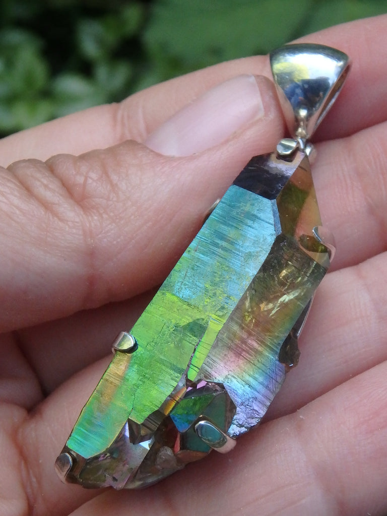 Incredible Rainbows~DT Titanium Quartz Pendant In Sterling Silver (Includes Silver Chain) - Earth Family Crystals