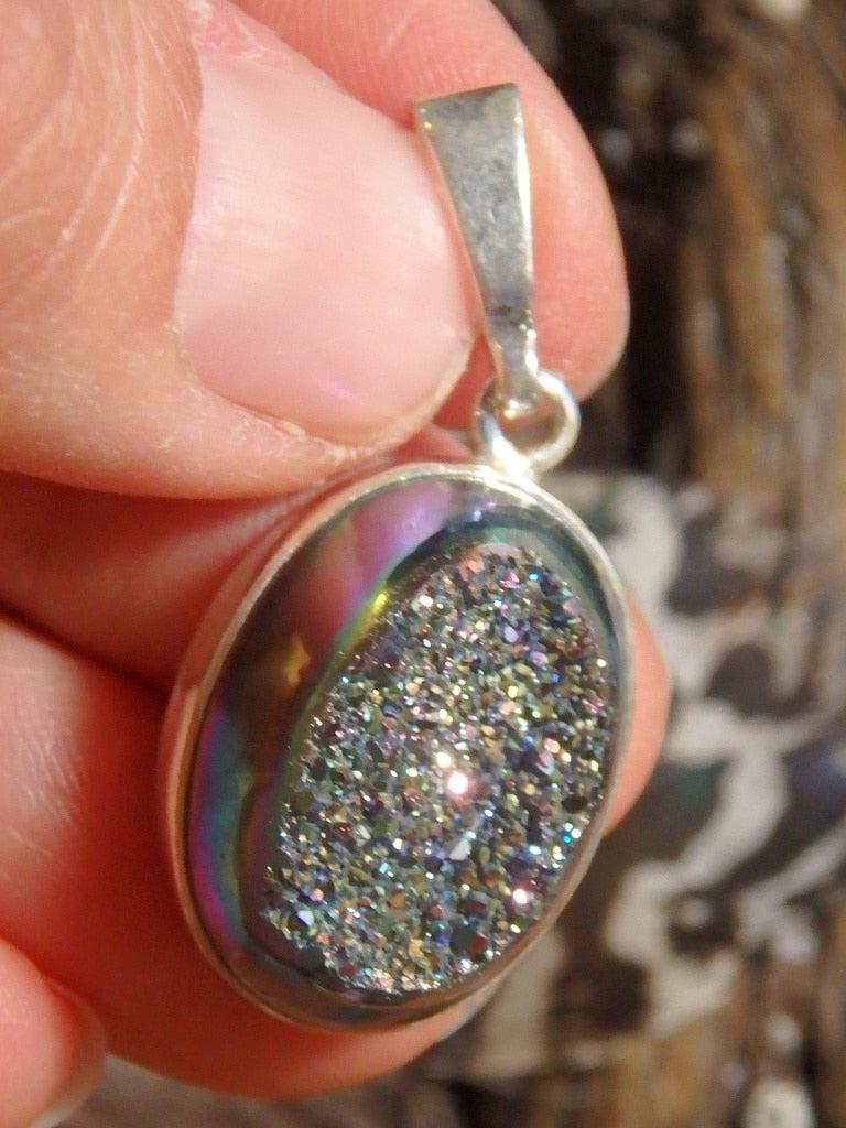 Titanium Agate Druzy Pendant In Sterling Silver (Includes Silver Chain) 2 - Earth Family Crystals
