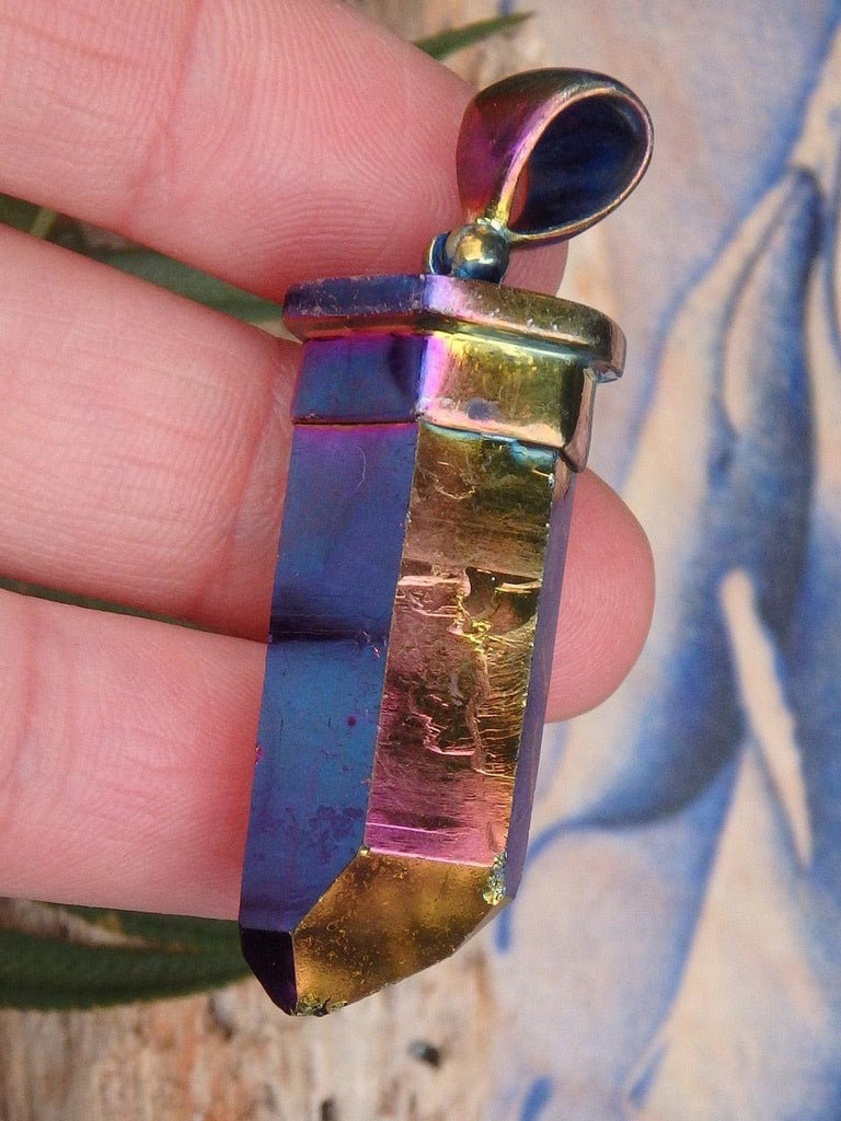 Extreme Rainbows! Titanium Infused Quartz Point Pendant In Sterling Silver  (Includes Silver Chain) - Earth Family Crystals