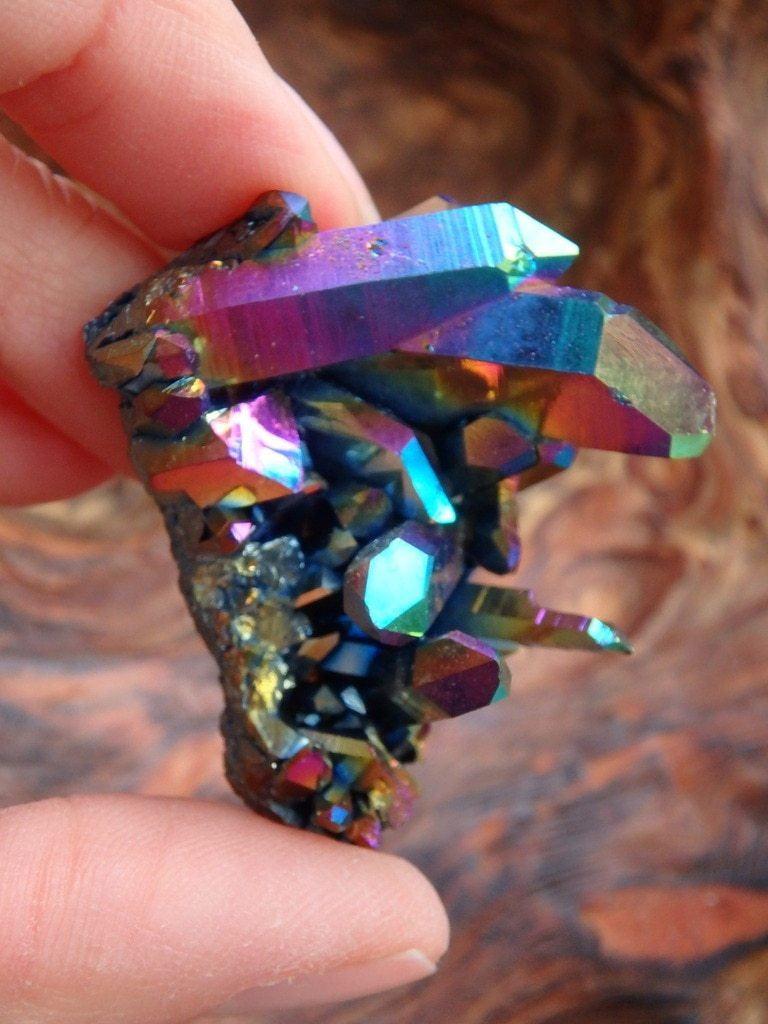 Cool Crystal Village! Titanium Aura Quartz Cluster - Earth Family Crystals
