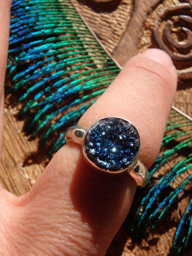 Sparkly Royal Blue Titanium Quartz Druzy Ring In Sterling Silver (Size 7) - Earth Family Crystals