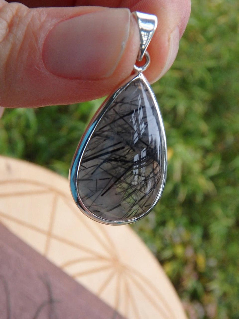 Wonderful Black Threads Tourmalated Quartz Gemstone Pendant In Sterling Silver (Includes Silver Chain) - Earth Family Crystals