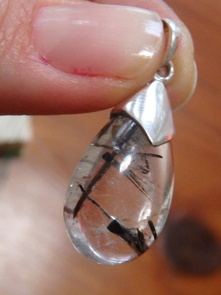 Lovely Design Tourmalated Quartz Gemstone Pendant In Sterling Silver (Includes Silver Chain) - Earth Family Crystals