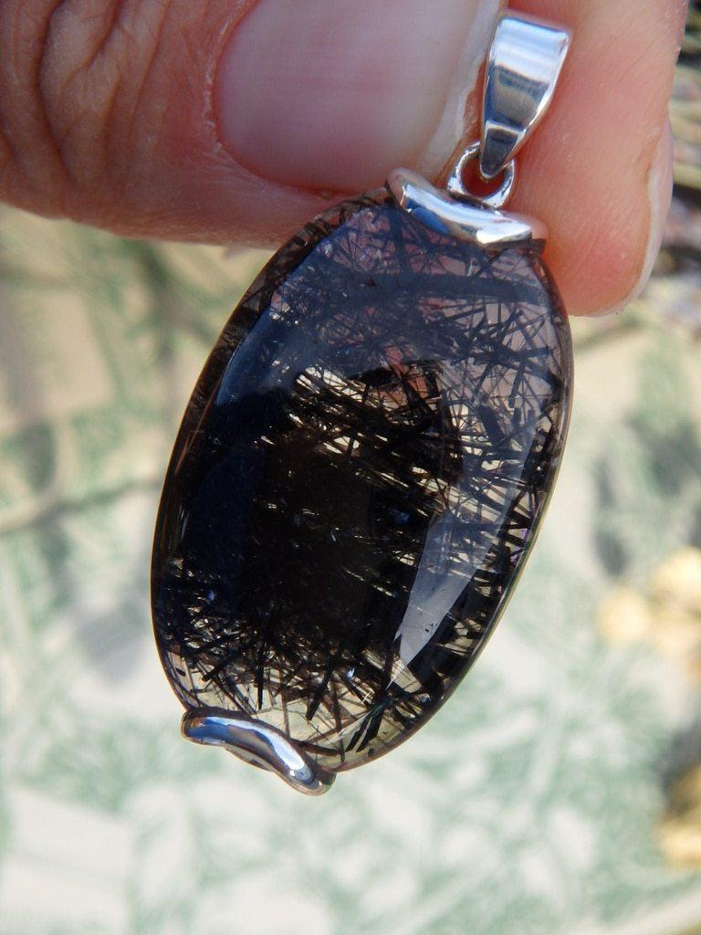 Black Tourmaline Loaded~ Tourmalated Quartz Pendant In Sterling Silver (Includes Silver Chain) - Earth Family Crystals