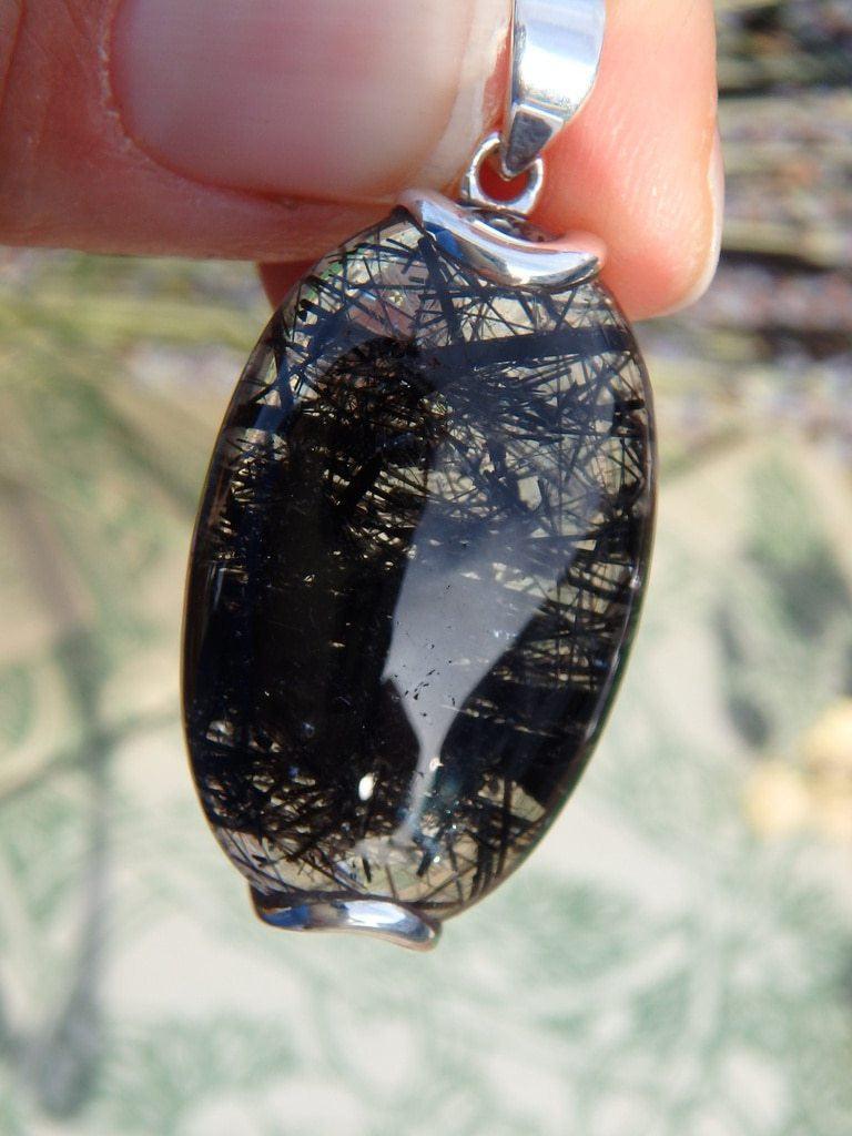 Black Tourmaline Loaded~ Tourmalated Quartz Pendant In Sterling Silver (Includes Silver Chain) - Earth Family Crystals