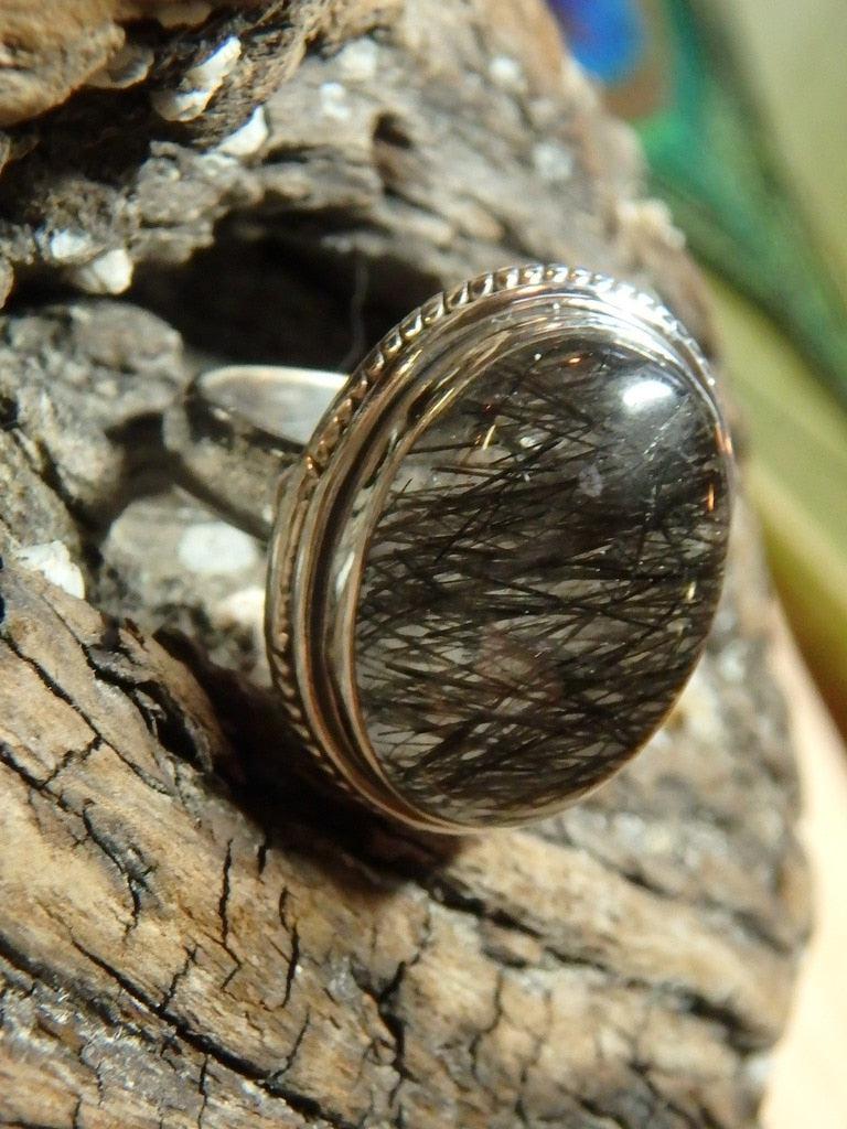 Sizzling Tourmalated Quartz Ring In Sterling Silver (Size 6.5) - Earth Family Crystals