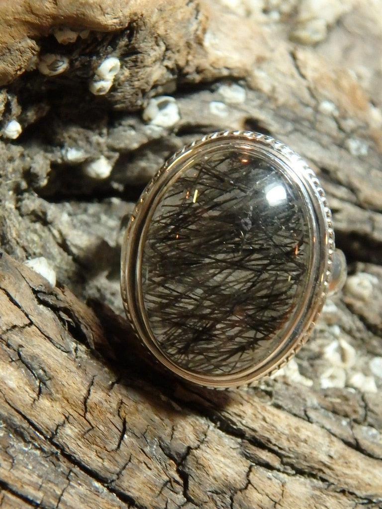 Sizzling Tourmalated Quartz Ring In Sterling Silver (Size 6.5) - Earth Family Crystals
