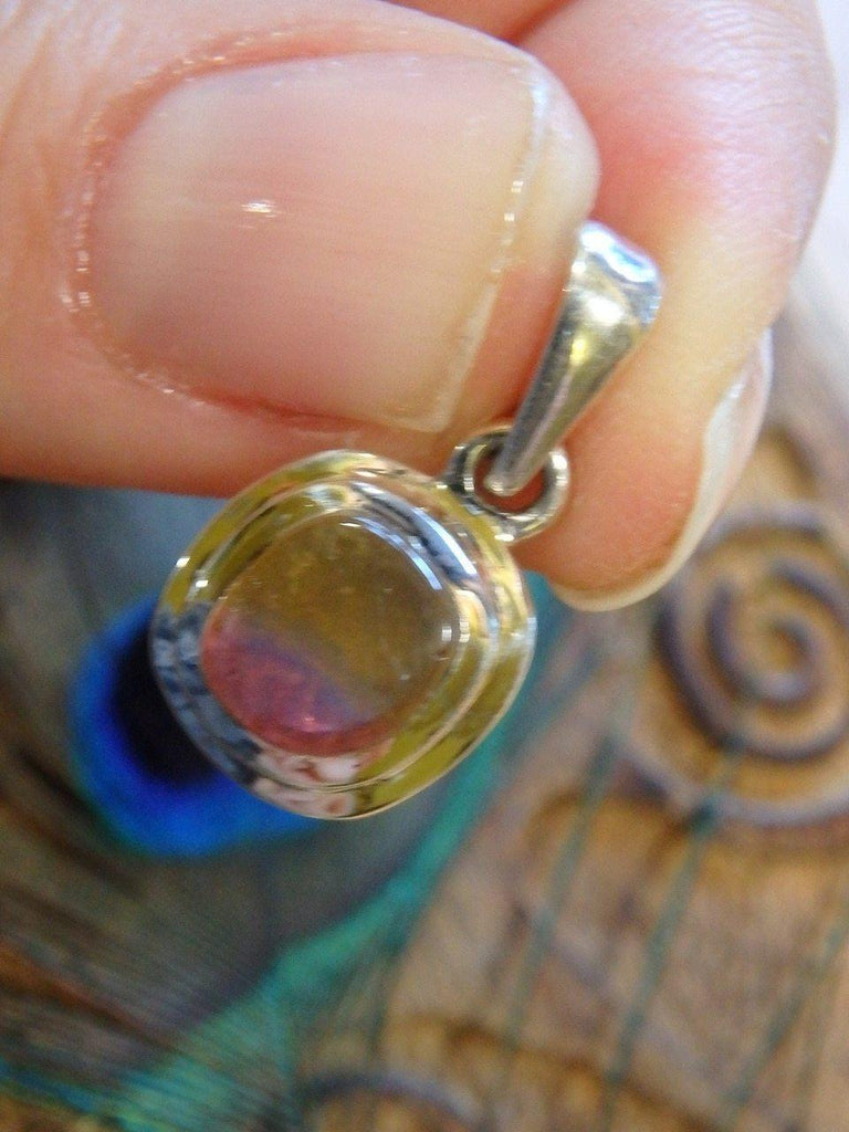 Cute & Dainty Watermelon Tourmaline Pendant In Sterling Silver (Includes Silver Chain) - Earth Family Crystals